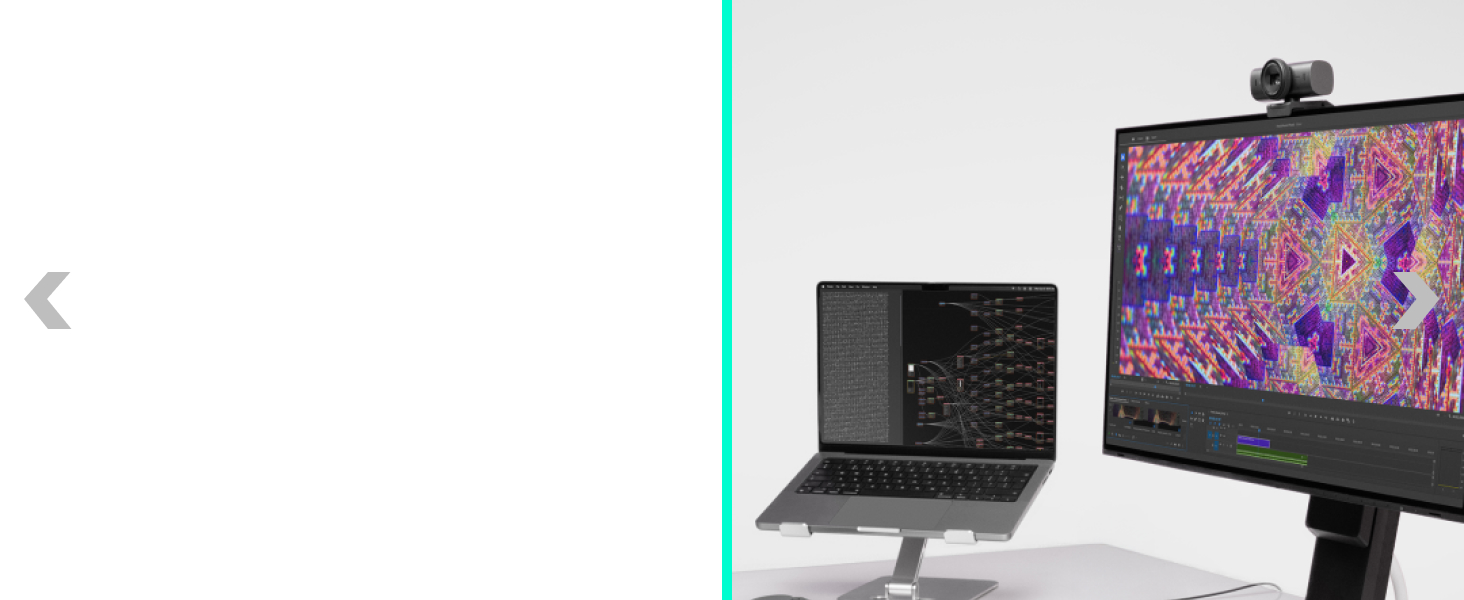 A desktop monitor with mx brio ultra hd webcam attached to it