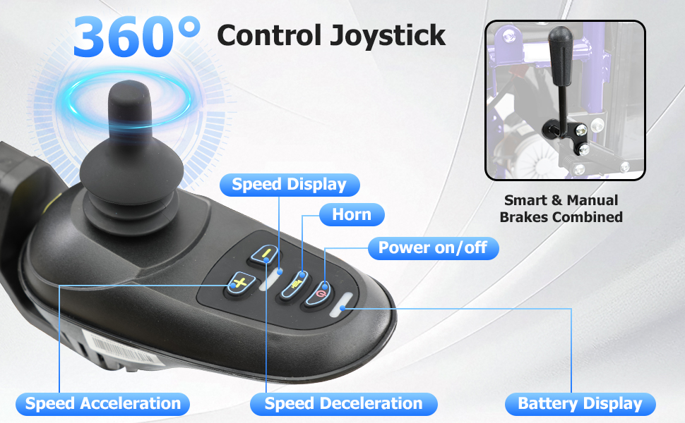 360 control joystick, light weight wheelchairs foldable for senior
