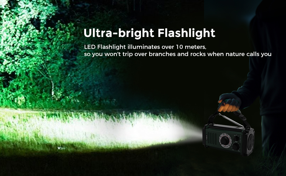 emergency radio hand crank solar, am/fm/sw noaa weather radio