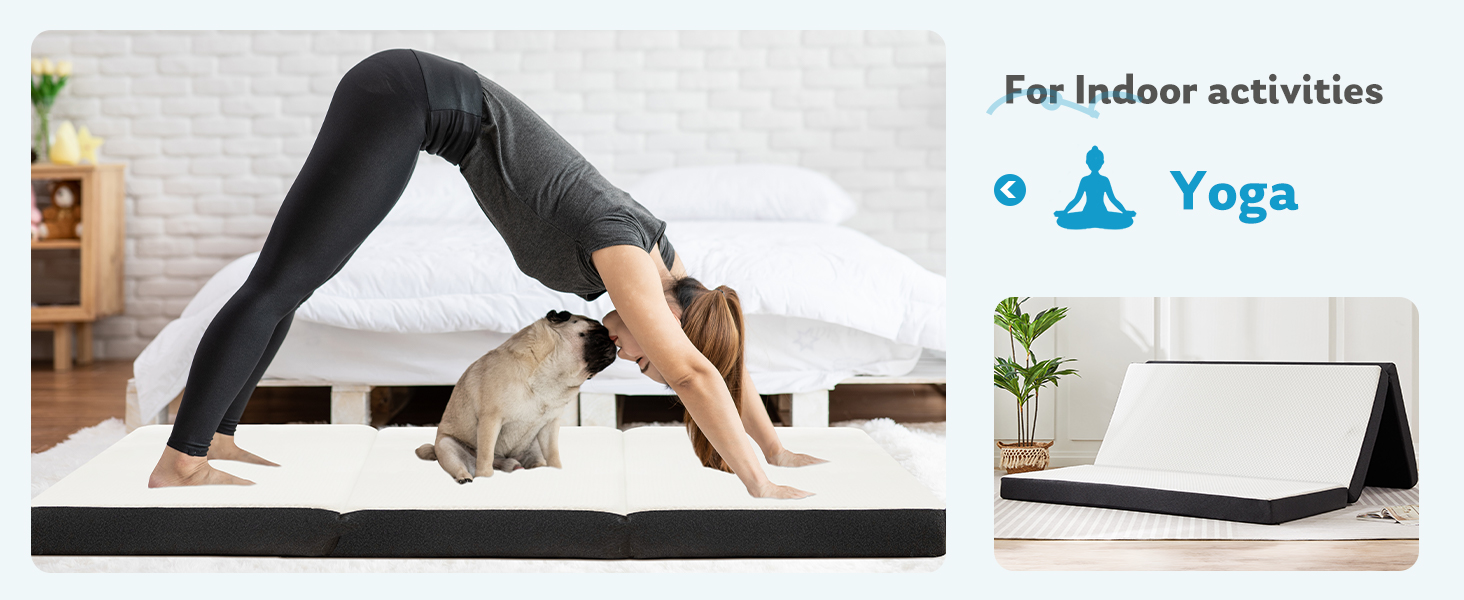 Trifold Memory Foam Mattress, Foldable Floor Mat