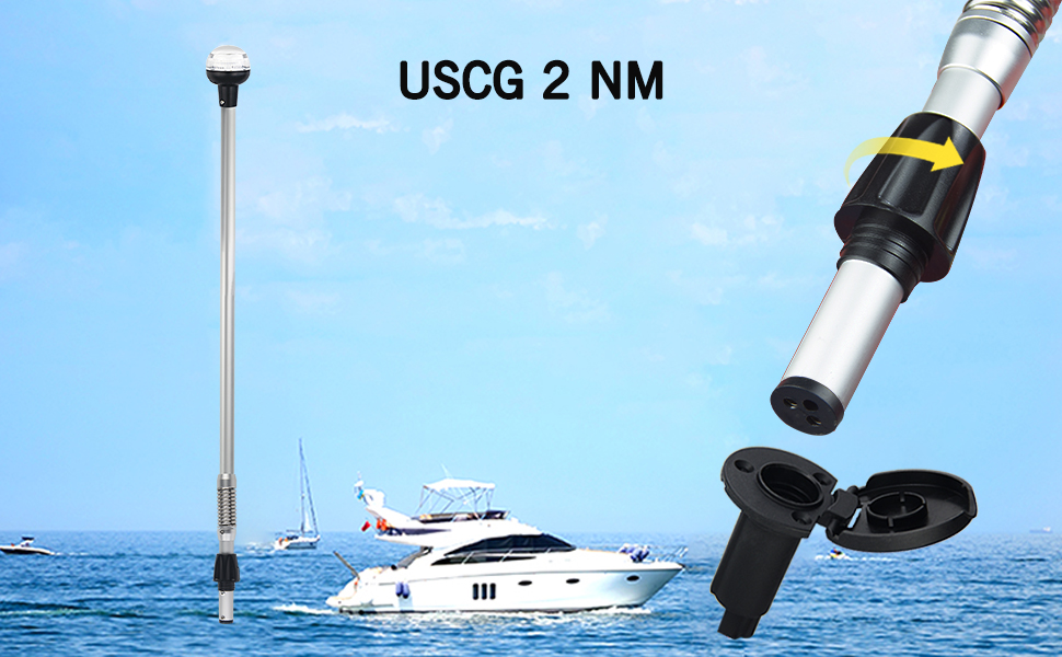 Besramtic Boat Stern Light Anchor Light LED Marine Spring