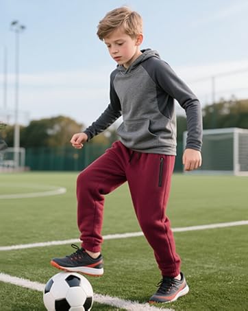 3 Pack Boys Sweatpants Fleece Cotton Athletic Pants Boys Joggers with Zipper Pockets Kids Youth Workout Sweat Pants Size 5-16 4 Boys joggers