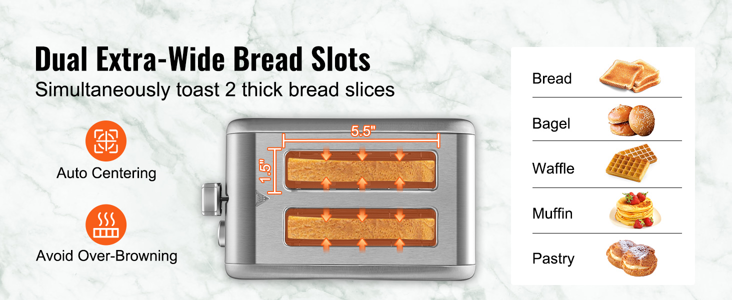 toaster 2 slice wide slot