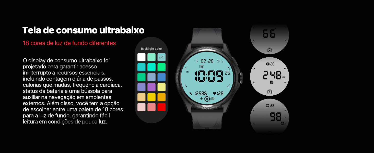 TicWatch Pro 5 Wear OS Smartwatch relógio inteligente GPS bússola 1.43" 5ATM Resistência à água