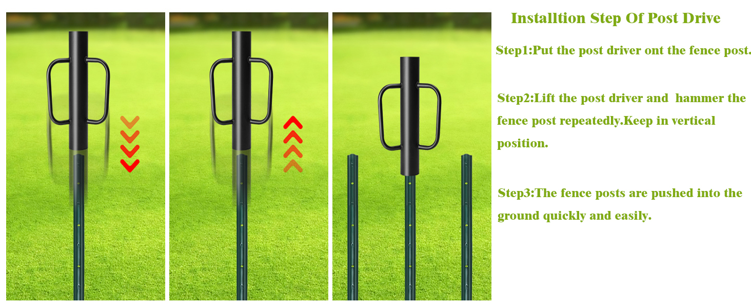 Nrspp Black Fence Post Driver，16.5 Inch T Post Driver,Hand Post Pounder