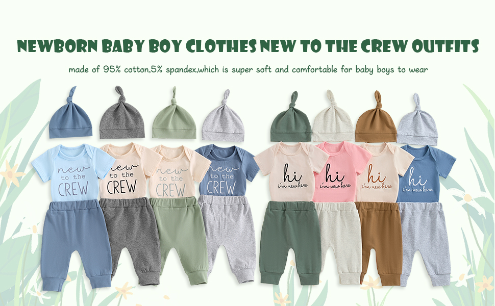 Newborn baby boy clothes made of 95% cotton,5% spandex,which is super soft and comfortable