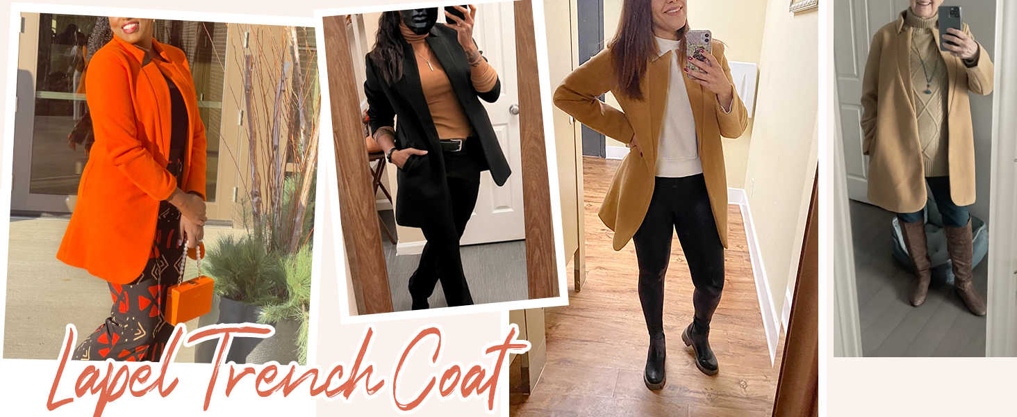 Women's Winter Wool Coat Casual Notch Lapel Single-Breasted Peacoat 