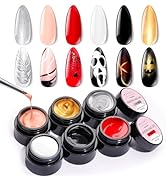 Makartt Gel Paint for Nail Art Set: 6 Colors No Wipe Solid Gel Polish for DIY Design at Home, Soa...