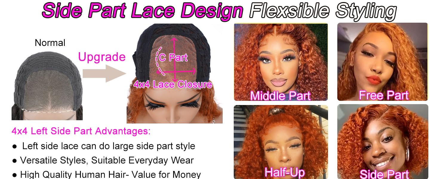 ginger curly wig human hair