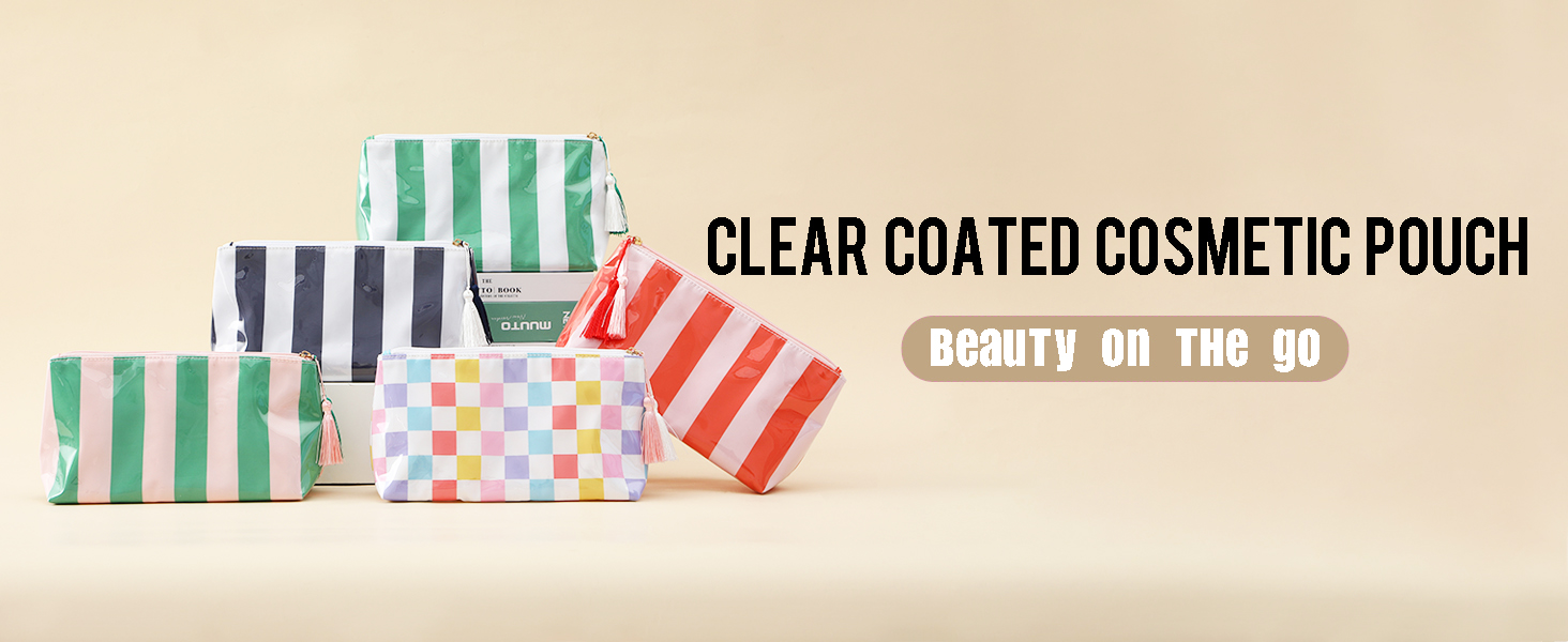 striped makeup pouch