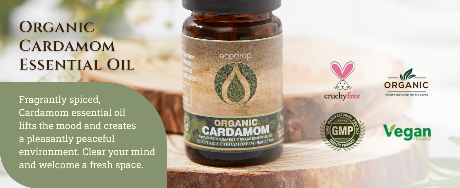 Cardamom Essential Oil Cosmos Certified Organic Pure Therapeutic Aromatherapy Massage DIY Recipes 