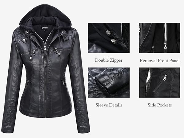 アイレネ　FUR HOODED LEATHER JACKET 滝沢カレン　着用 Leather jacket with zipper