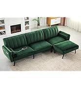 DURASPACE Velvet Sectional Convertible Sofa with Chaise, 107