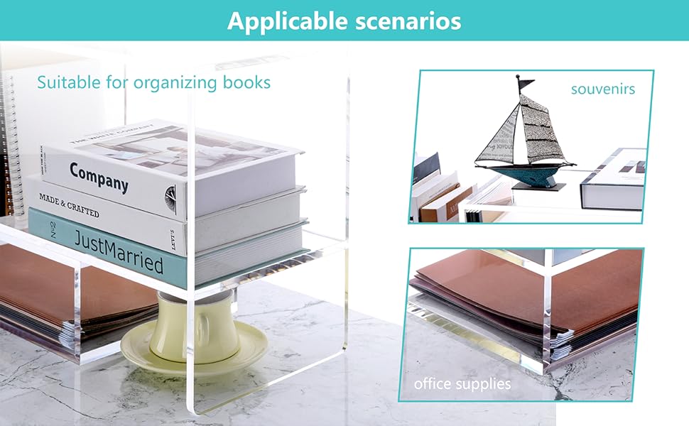 Acrylic Desk Organizers, Clear Small Desktop Bookshelf