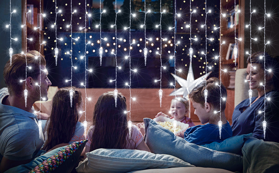 MOJINO Outdoor Icicle Lights, Cool White Icicle Outdoor Christmas