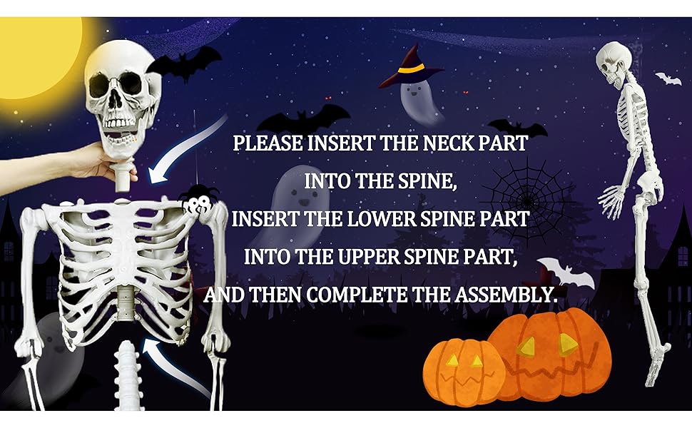 Honrane Life Size Human Skeletons Halloween Decorations, 5