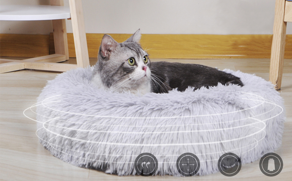 BVAGSS Small Dog Bed Cat Bed Calming Plush Pet Bed Soft Washable Anti Anxiety Round Donut