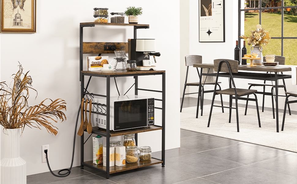 Topeakmart 4Tier Kitchen Baker's Rack with Power Outlet