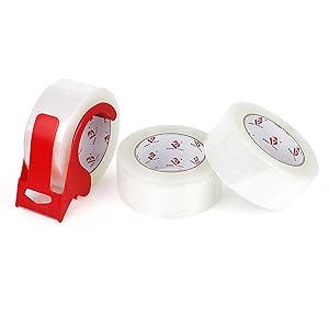 Heavy Duty Clear Packing Tape 3 Rolls with Dispenser
