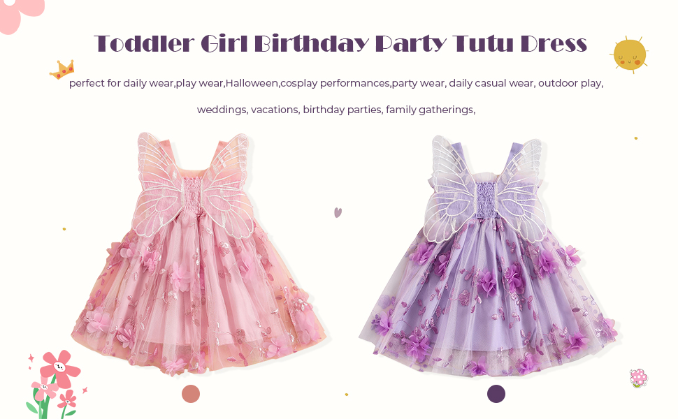 Toddler Baby Girl Butterfly Wings Dress