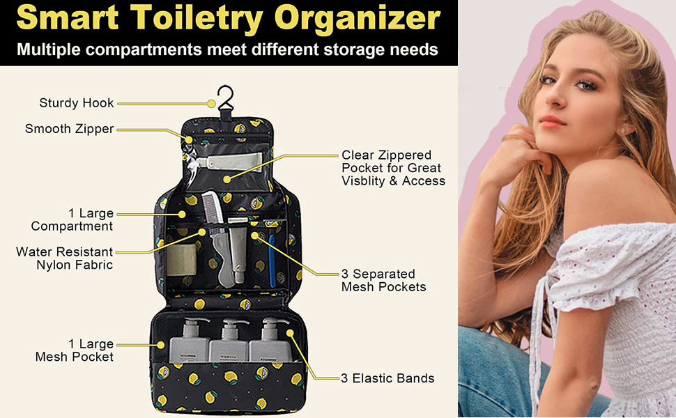 Toiletry Bag for Women Large Capacity Hanging Travel Bag for Toiletries