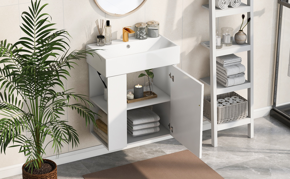 22 Inch Floating Bathroom Vanity With Sink, Wall Mounted