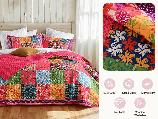 Amazon.com: TEXSTEAD Quilt Set King Size Floral Patchwork