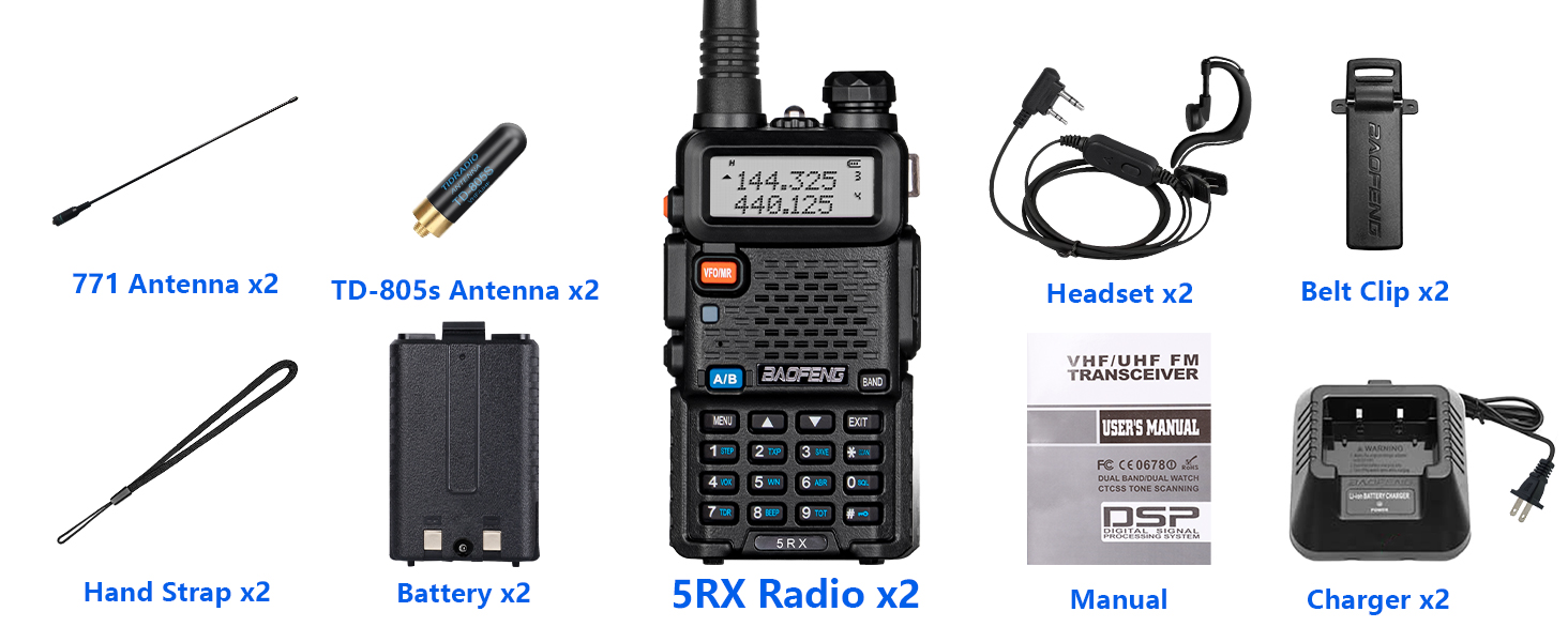 Baofeng UV-5RX 2 Pack Cost effective Full set
