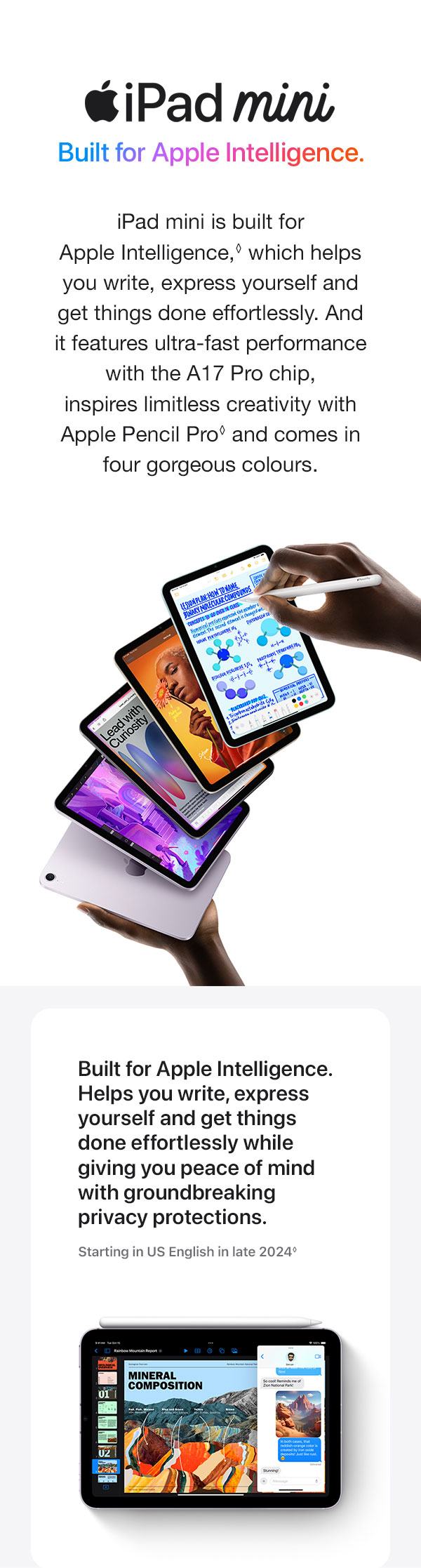 Apple iPad mini(A17 Pro) 第7世代 128GB アップル、A17 Pro搭載の新型「iPad mini」を本日10月23日発売