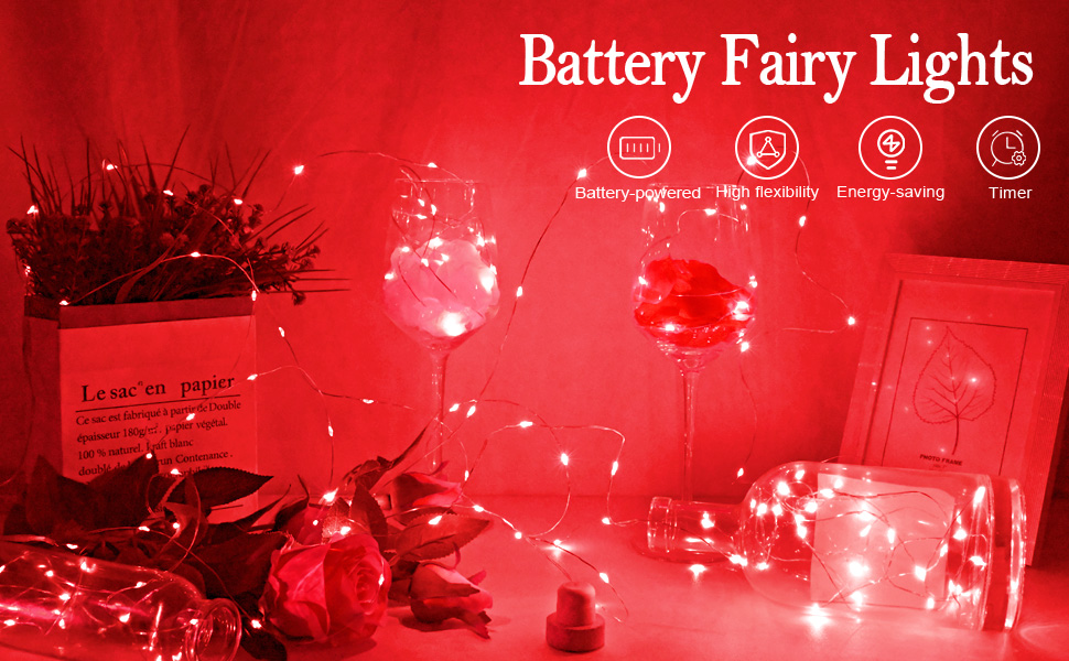 aifulo Red Fairy Lights, 3M 30LED Red String Lights Battery Operated