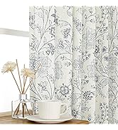 Vision Home Floral Linen Curtains 84 inch Long Rod Pocket Back Tab Farmhouse Light Filtering Bota...