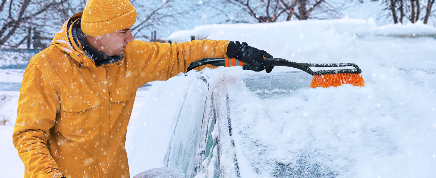 AstroAI 27" Snow Brush and Detachable Ice Scraper with Ergonomic Foam