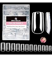 UNA GELLA Medium Square Gel Nail Tips, 216pcs Clear Square Fake Nails for Full Cover Acrylic Squa...