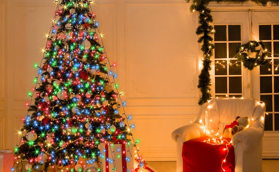 POKBYAMR Christmas Tree Lights, 400 LED Christmas Lights with 8 Modes