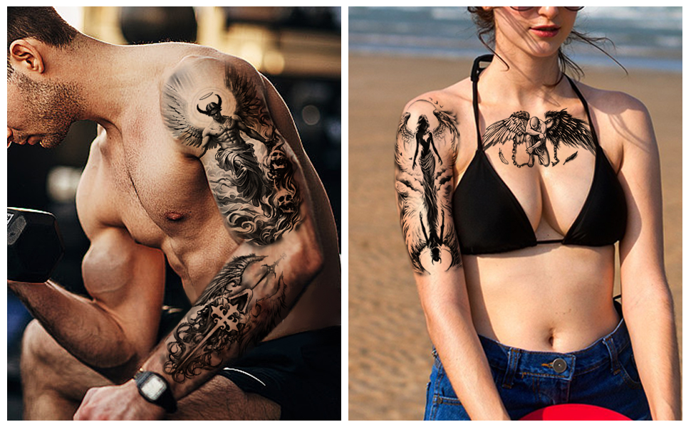 Angel and Demon Fake Tattoo