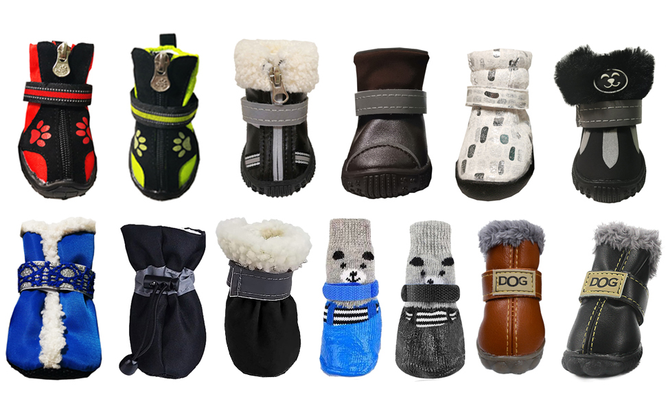 Dog Shoes, RMAMSCOV 4PCS Thicken Snow Dog Boots Waterproof Skidproof PU