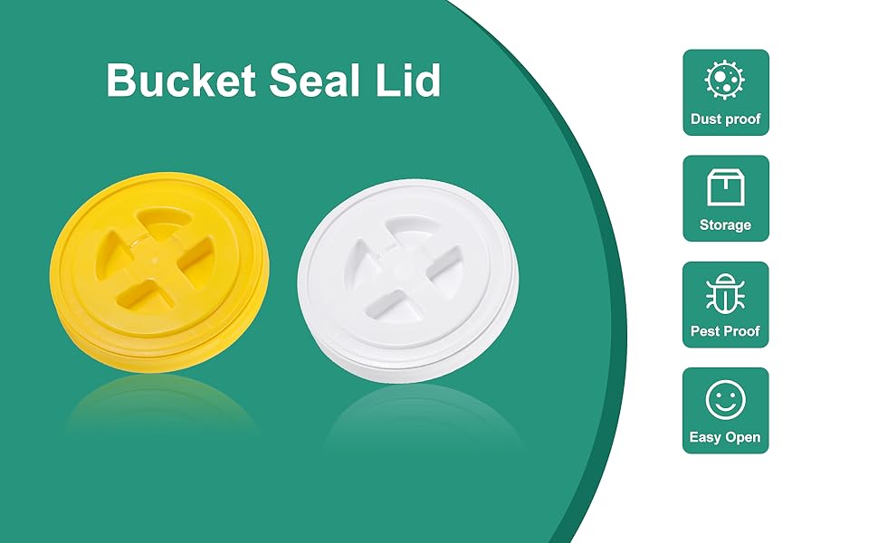 2 Pieces 5 Gallon Bucket Lid with Bucket Lid Opener,Plastic