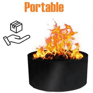 Fire Pits Ring Insert Liner Outdoor Outside Fireplace Wood Burning Portable Camping Bonfire