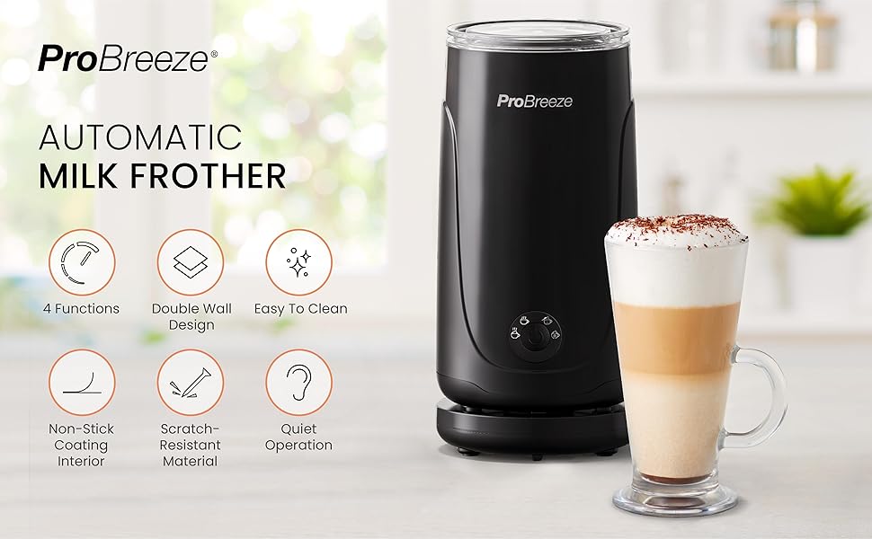 Pro Breeze® Electric Milk Frother, Steamer & Warmer Automatic Whisk