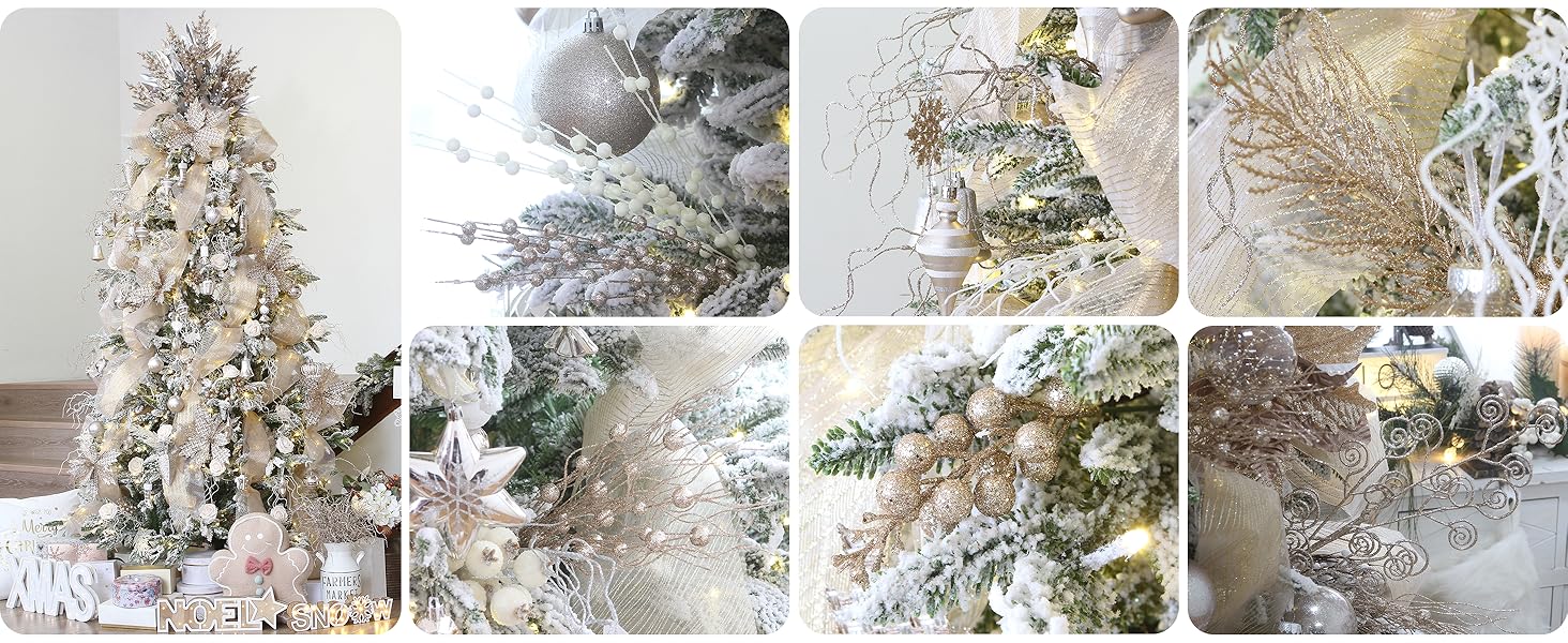 Champage twigs on a Christmas tree
