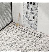 Neodrain 24-Inch Linear Shower Drain with Tile Insert Grate, Matte Black 304 Stainless Steel Rect...