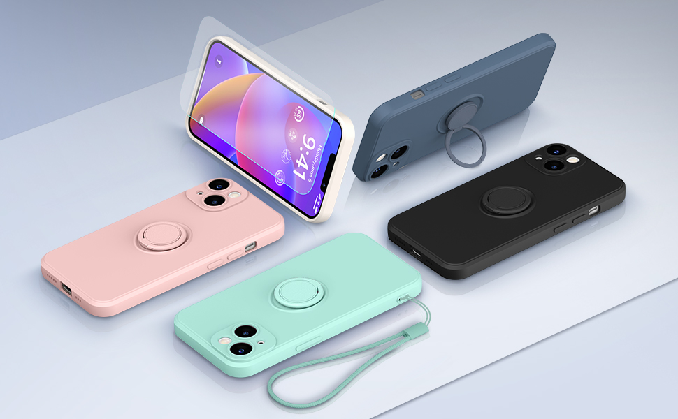 pcgaga Silicone Phone Case for iPhone 14 Plus with Screen