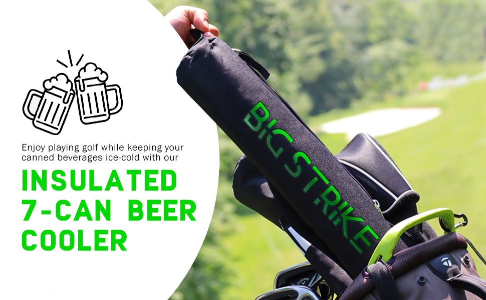 Big Strike Golf Beer Sleeve for Golf Bag, Upto 7 Cans Capacity, Emerald