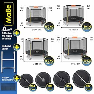 KESSER® Belastbaren Trampolin Outdoor Kinder trampelt bis 150 kg | Sicherheitsnetz & Montagezubehör inklusive | Gartentr 0699e4df D45c 46a6 8bb4 3ca21a0789cc. CR0,0,3000,3000 PT0 SX300 V1
