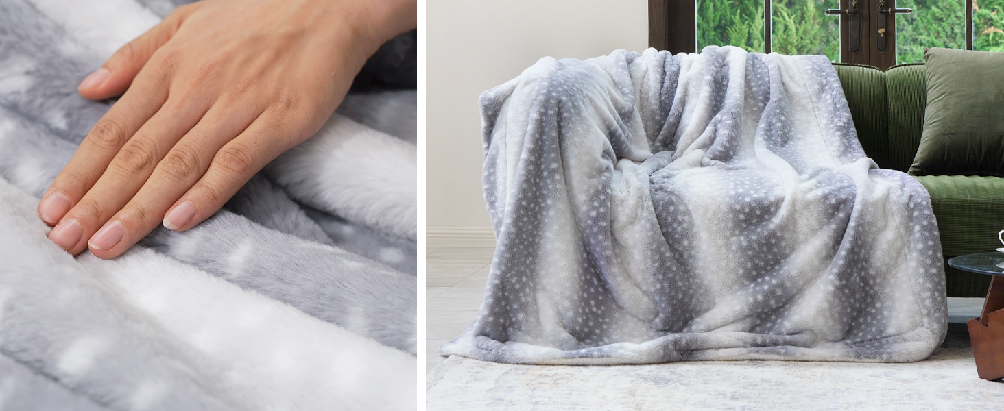 Cozy Bliss Luxury Faux Fur Throw Blanket Animal Striped