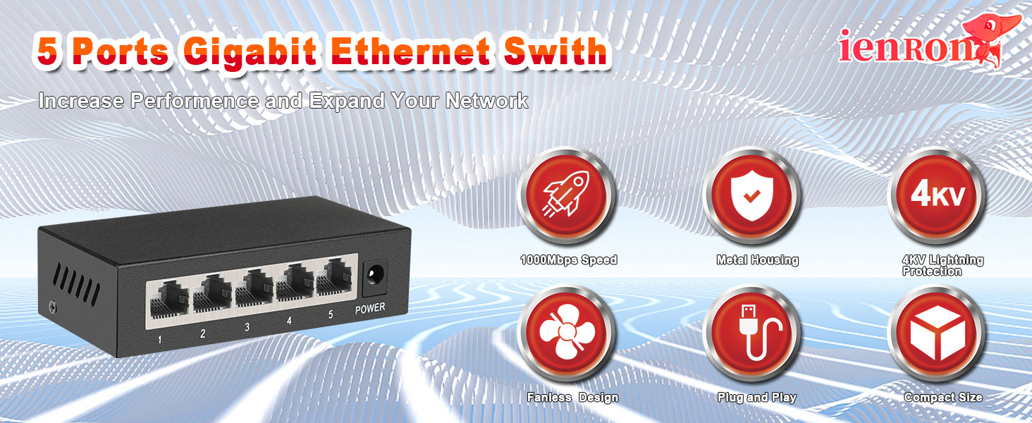 ienRon 5 Ports Network switch
