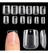 UNA GELLA Square Nail Tips Full Cover - Pre-buff Matte Gel Tips Square Extra Short Strong&Lasting...