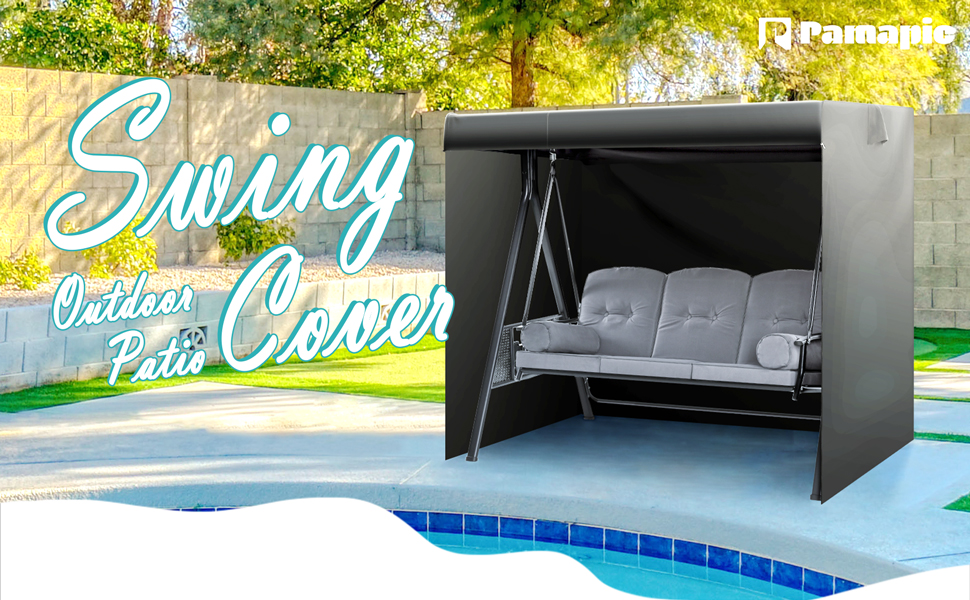 Pamapic Patio Swing Cover,Outdoor Swing Cover for 2/3 Seat Porch Swing, 100 600D