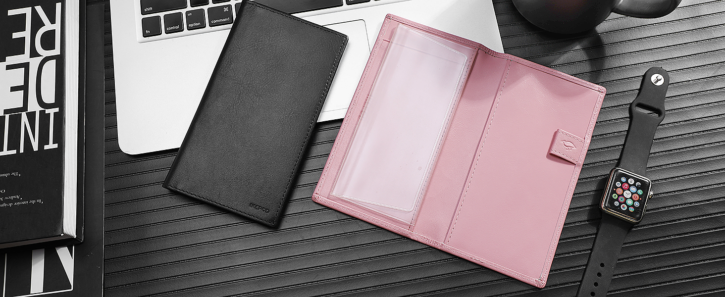 IKEPOD Leather Checkbook Cover, Minimalist Checkbook Holder