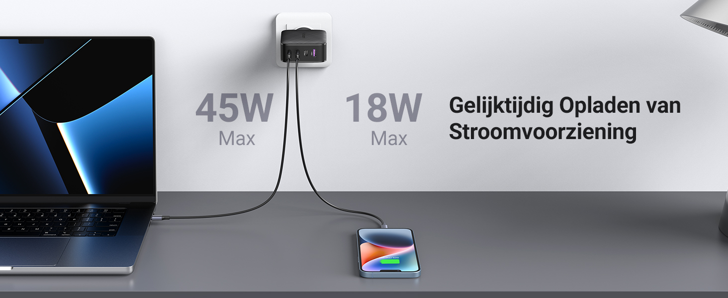 UGREEN 65W USB C GaN Oplader - 4-Poorts PD Lader met PPS -2